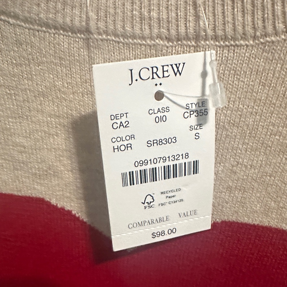 J. Crew Cream Sweater with Red Heart Motif - Picture 3 of 5